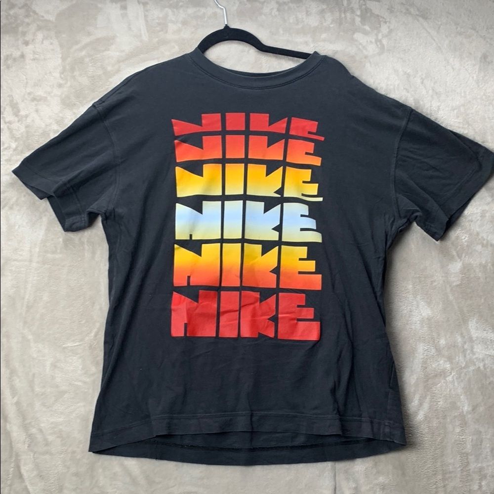 NIKE | LARGE MENS | CASUAL FIRE SUNSET VTG T-SHIRT RED ORANGE BLACK FA190205YSM